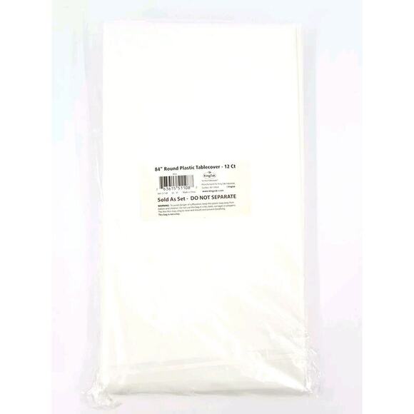 12ct. - 84" Round Plastic Tablecover Easy Clean Up Party Wedding Birthday New - Picture 1 of 4